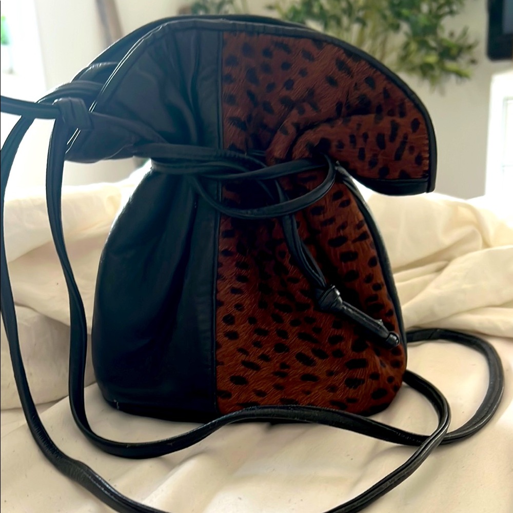 Black Soft Leather and Pony Fur Bag